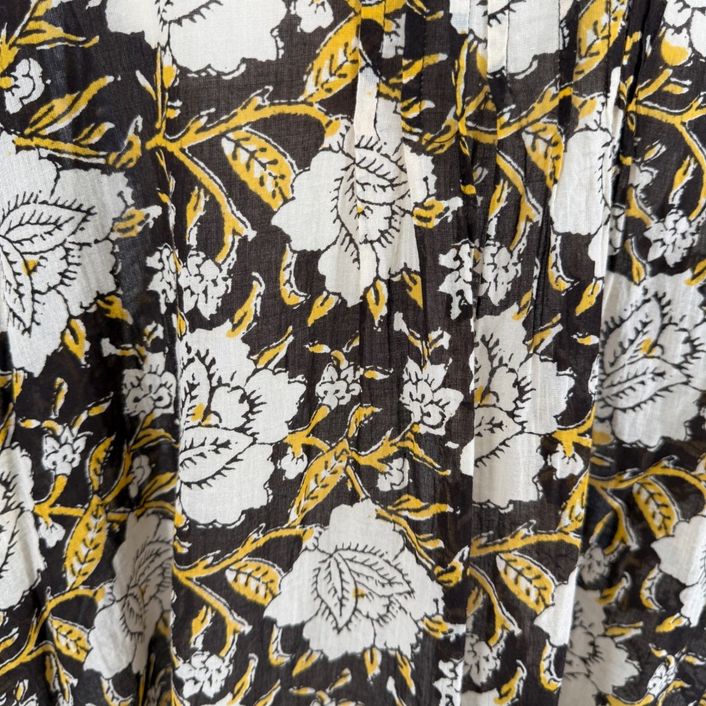 Natural Life Cotton Boho V-Neck Tunic Blouse Top Womens L/XL Brown Floral - Picture 6 of 8